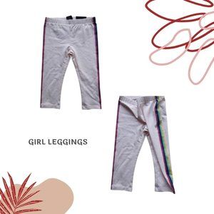 girls pink multi color side stripe leggings